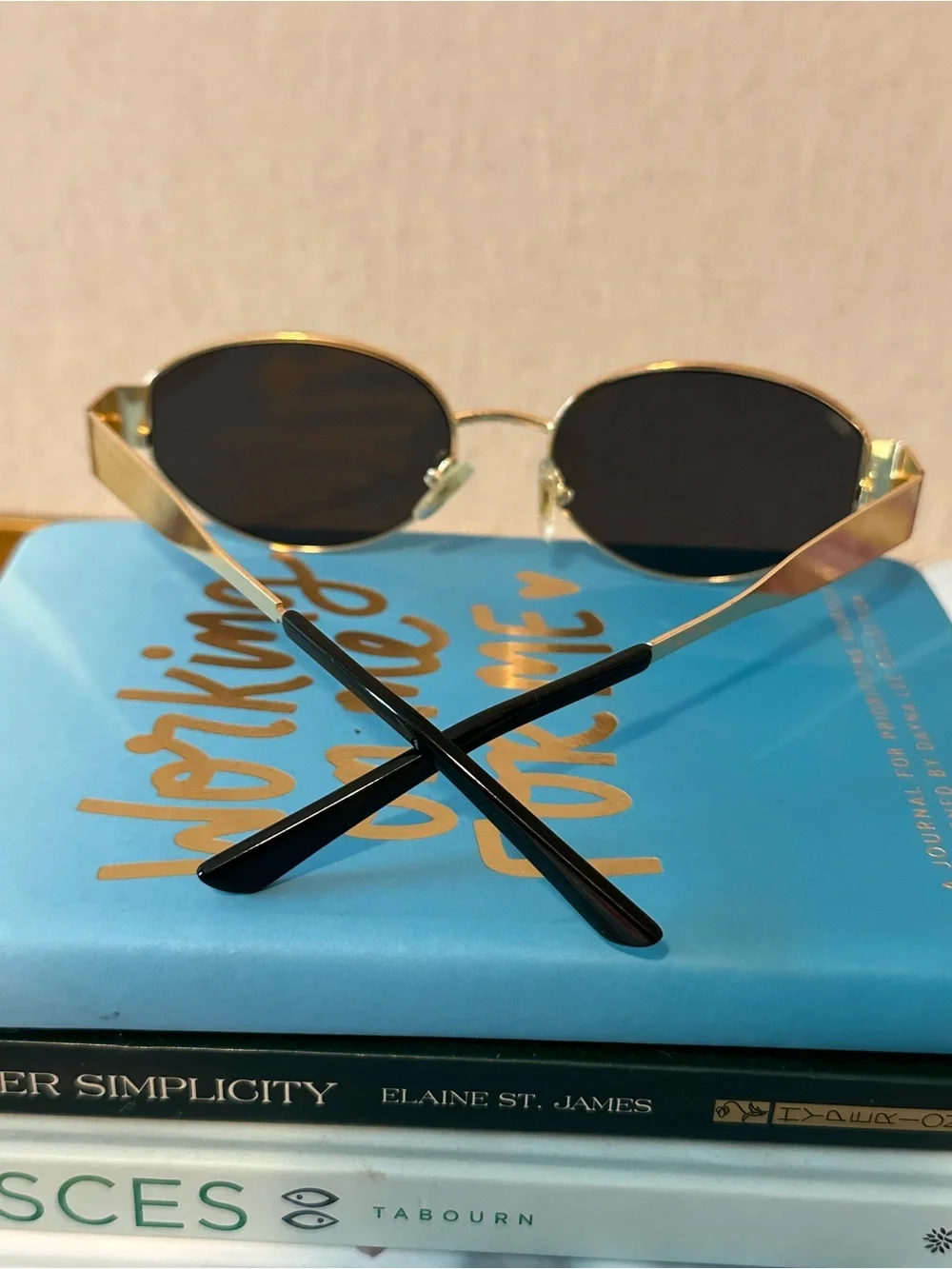 Sojos Retro Oval Gold Frame Black Lens Women's Sunglasses